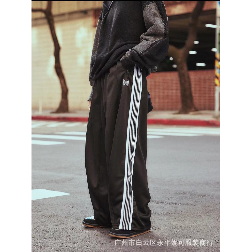 K8WZ NEEDLES H.D Track Pant Poly Smooth Loose Fit Japanese Style Casual Sports Pants Long Pants