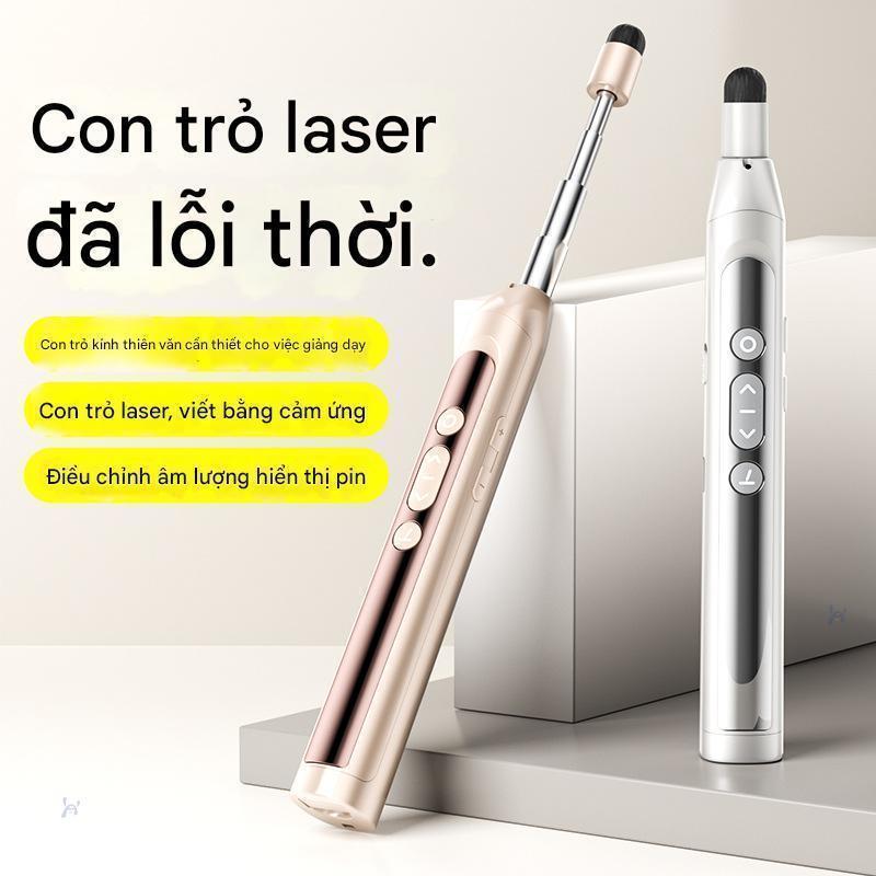 Bút trình chiếu slide powerpointtích hợp que chỉ bảng laser thuyết trình k dây pin sạc điều khiển từ xa cao cấp
