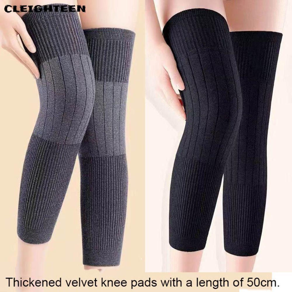 CLEIGHTEEN Chân Ấm Áp, Miếng Lót Nẹp Đầu Gối Len Cashmere, Đen / Xám KneeCap Len Kneepad Đầu Gối