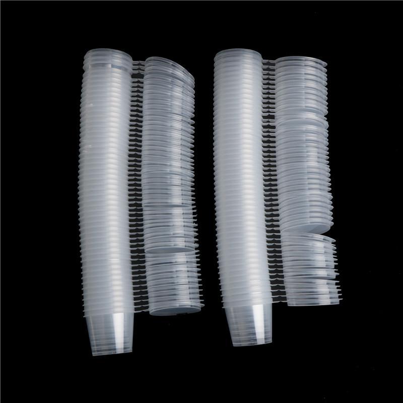 Hmjqq 100Pcs Small Plastic Disposable Sauce Cups Food Storage Clear Package Box&Lid VN