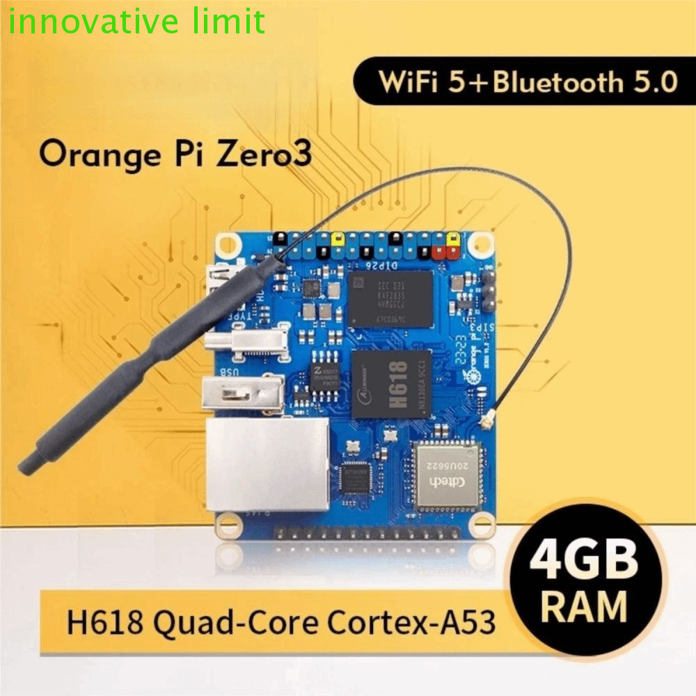 DYRUIZA Orange Pi Zero 3, 1 / 1.5 / 2 / 4GB RAM DDR4 Allwinner H618 Ban Phát Triển, Zero3 WiFi5 Blue