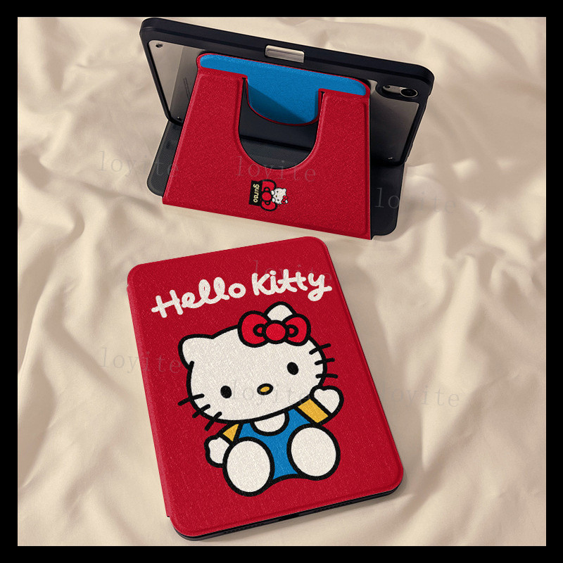 Ốp lưng mèo Kt hoạt hình màu đỏ cho IPad Air7 11 inch IPad thế hệ thứ 11 11inch 2025 360 ° Vỏ máy tí