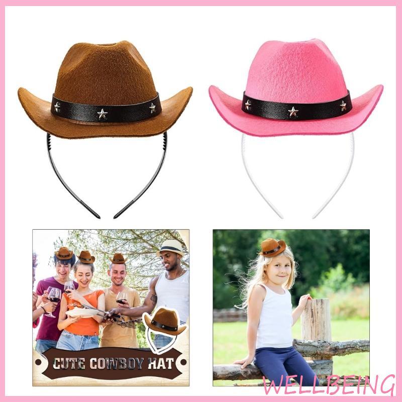 Wellb Cowboy Đảng Mũ Đội Đầu Mini Cowboy Mũ Băng Đô Quấn Tóc Nữ Cosplay Trang Phục Cao Bồi