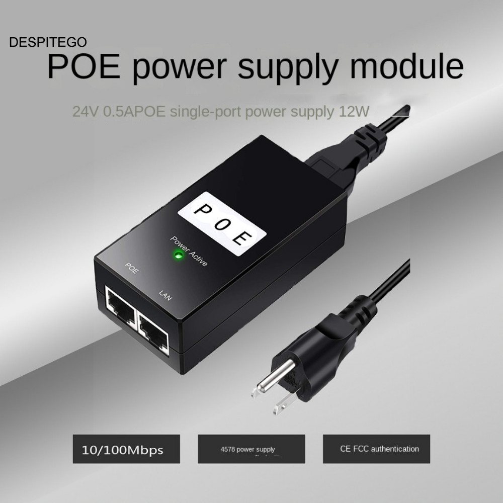 Bộ nguồn DESPITEGO POE, 24V / 48V 0.5A IEEE802.3af / tại POE Power Injector, Thiết bị POE 100Mbps Má