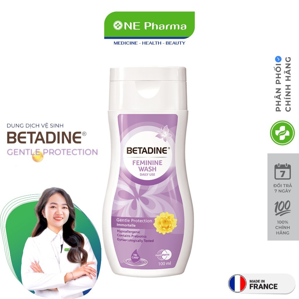 Dung dịch vệ sinh phụ nữ Betadine Gentle Protection (Chai 250ml) giúp bảo vệ dịu nhẹ, cân bằng và tự