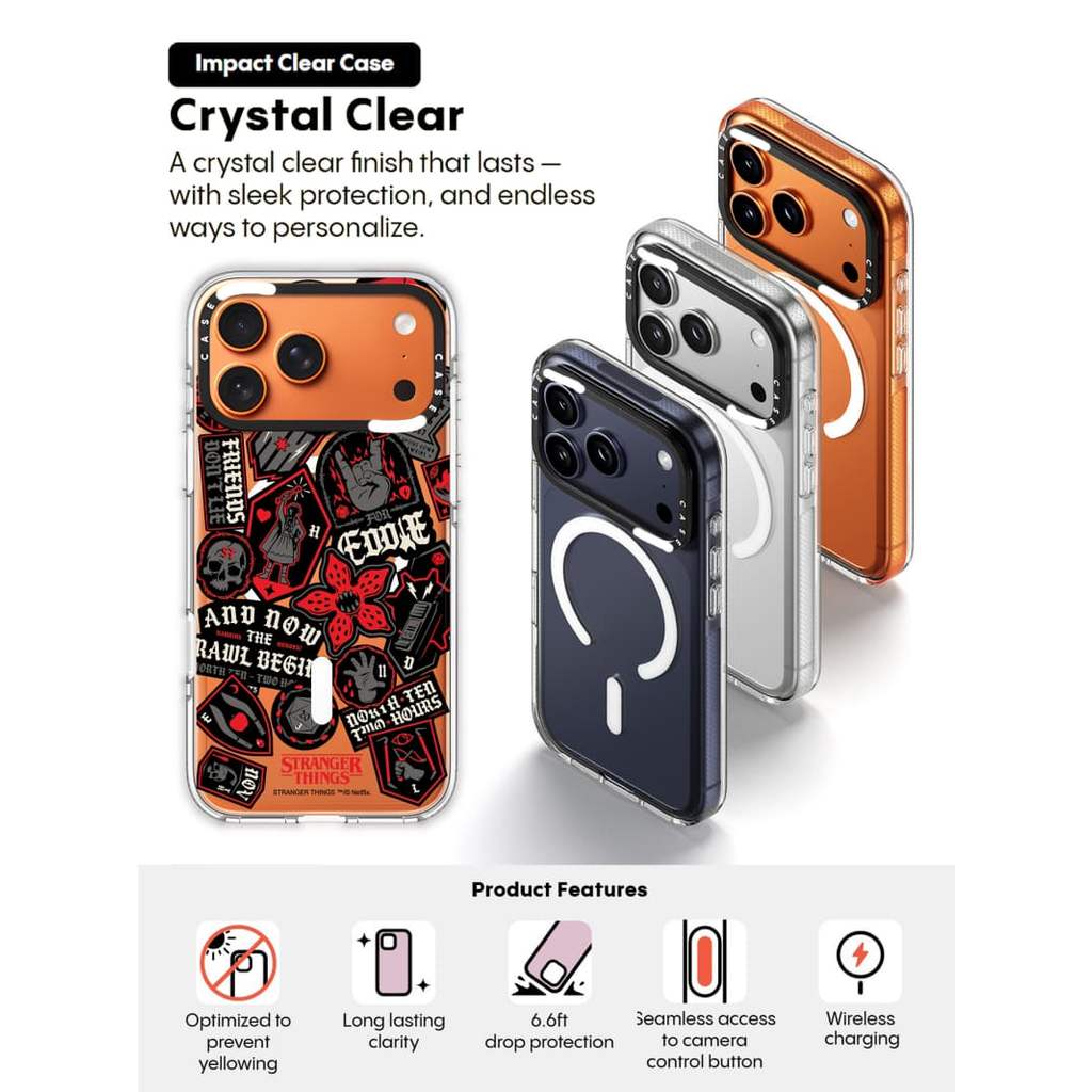 CASECASE X Stranger Things seal Case Impact Clear Magnetic Hút Case cho iPhone 17 / 16 / 15 / 14 / 1