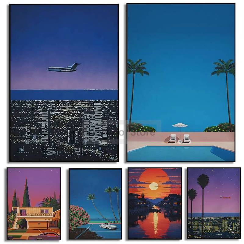 Nhật Bản Hiroshi Nagai Tác Phẩm Retro Poster Vintage Hiroshi Nagai In Canvas Tranh Treo Tường Nghệ T