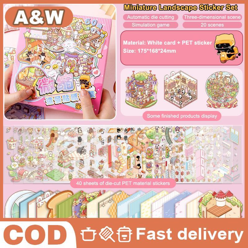 [WHP] 1Set Plus Size 3D Cartoon Scene Sticker Book DIY Kids Festival Birthday Gift