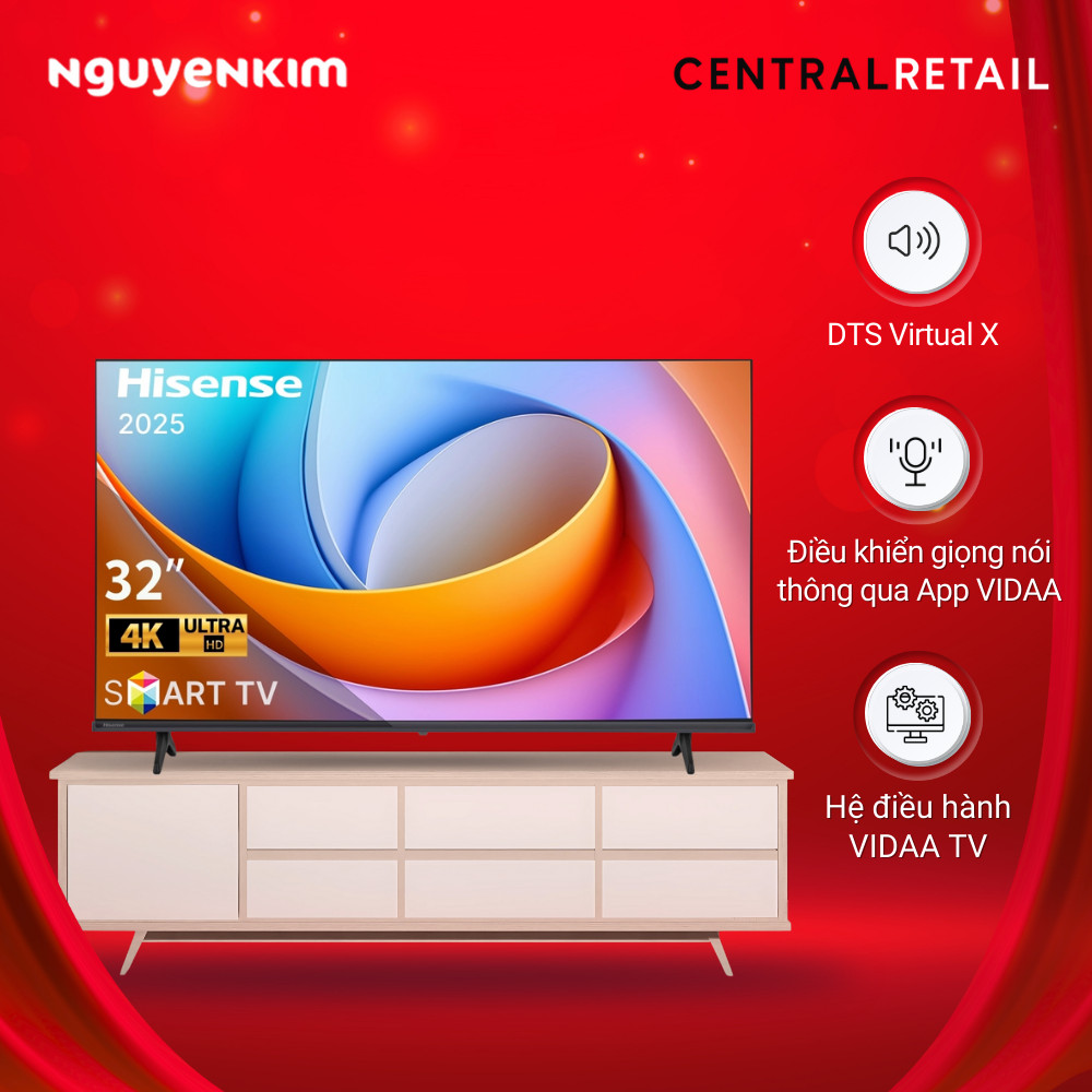[Mới 2025] Smart Tivi Hisense 4K 32 inch 32A4Q