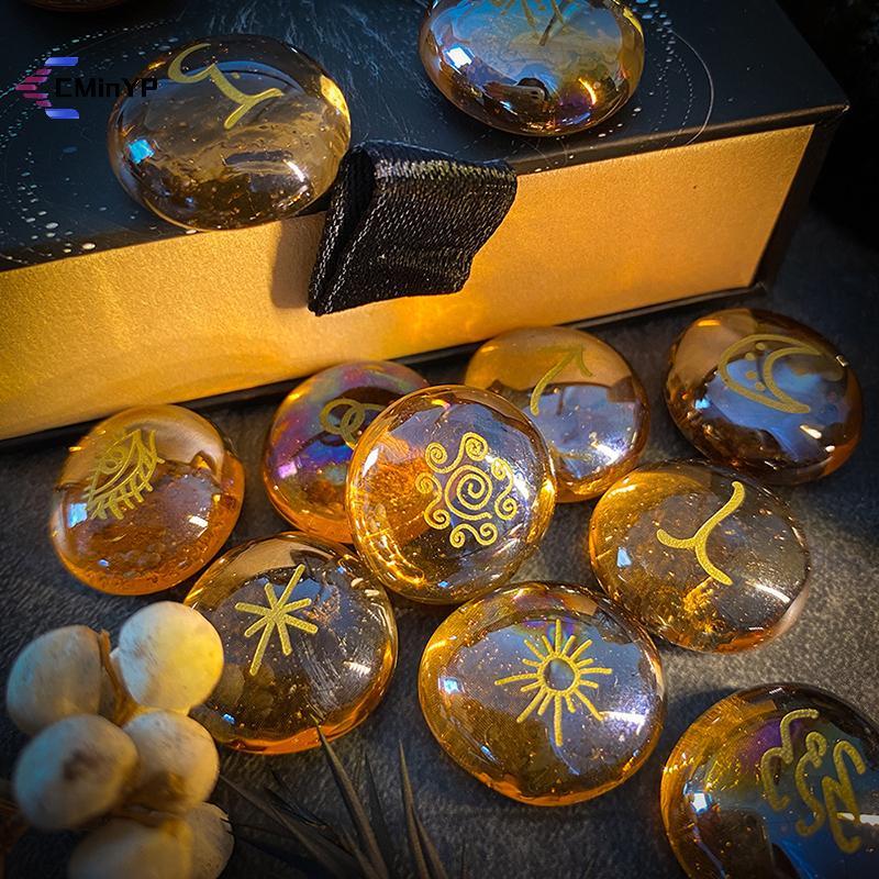 [CMinYP] Bộ Runes 13 Chiếc Rune Stones Witches Runes Bộ Dụng Cụ Thủ Công Đa Năng Dụng Cụ Di Động Cho