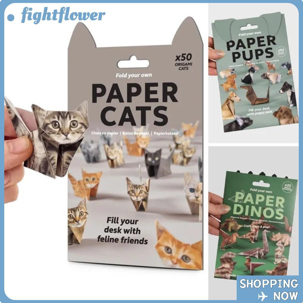 MOZIEKOL DIY Paper Cats Kit, Trang trí bàn làm việc Handmade Mèo con dễ thương Origami Papercraft Ki