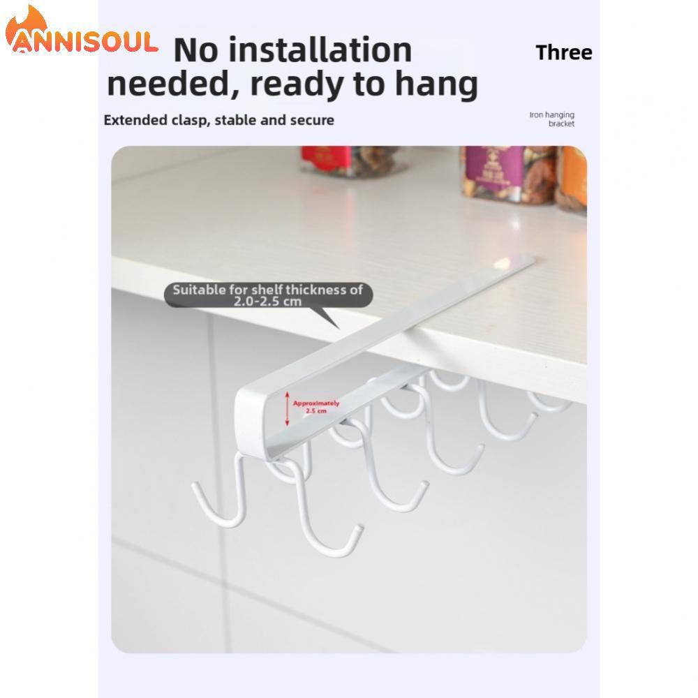 [NISO]Kitchen Hanging Cup Holder Rack Under Cabinet Iron Storage Organizer White Black