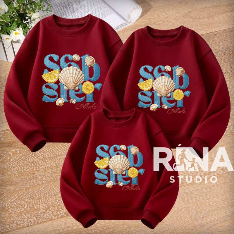 & COD RINA STUDIO Mới 2026 Bộ Áo Len Gia Đình Dễ Thương In Hình Động Vật Biển Dày 320 Gram A8