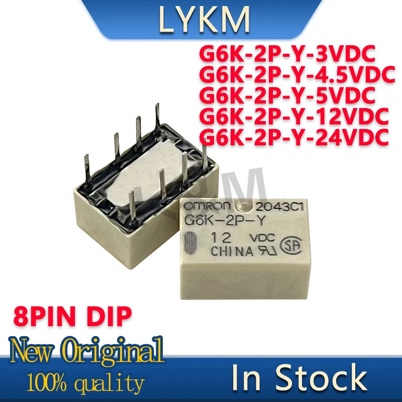 5 CÁI G6K-2P-Y-3VDC 3V G6K-2P-Y-4.5VDC 4.5V G6K-2P-Y-5VDC 5V G6K-2P-Y-12VDC 12V G6K-2P-Y-24VDC Rơle 