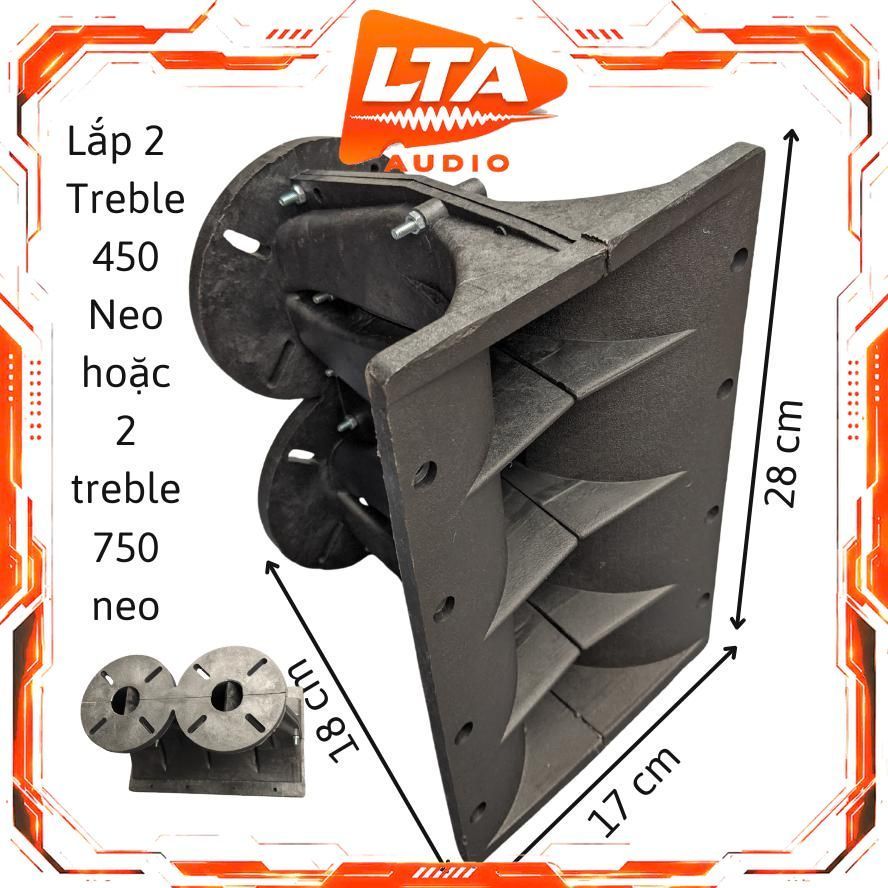 Họng treble Array Đôi kícḣ thước 17 x 28 lắp 2 treble 750 neo hoặc 2 treble 450 neo giá 1 cái