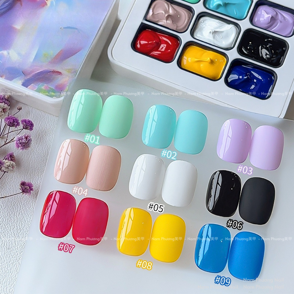 Gel dặm 9 màu Frescobaldi chất đặc lên màu chuẩn