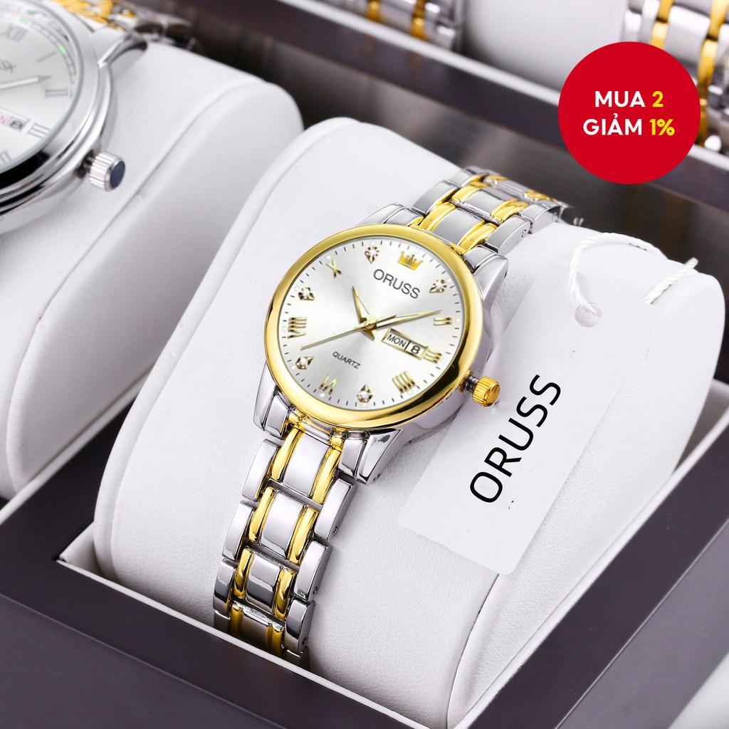 Đồng hồ ORUSS chính hãng cho nam/nữ, bằng thép không gỉ, lịch đôi, sang trọng, chống nước, màu bạc/v