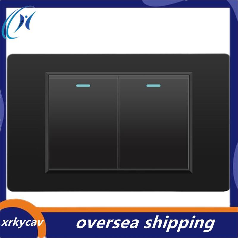 Công tắc điện tường 2 chiều Công tắc đèn 2 Gang 118mmx72mm Bảng điều khiển kính cường lực Công tắc n