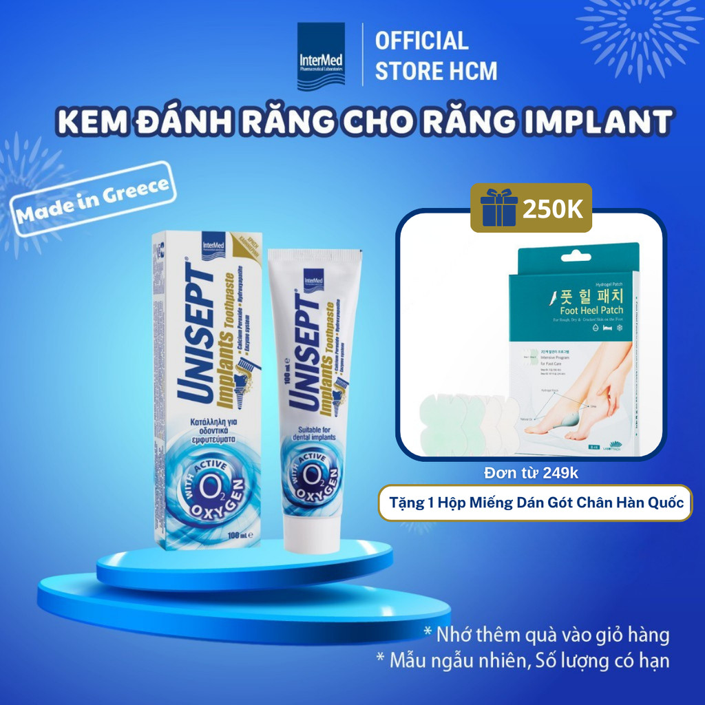 Kem Đánh Răng Unisept Implant Ngừa Hôi Miệng, Viêm Quanh Implant, Viêm Lợi, Răng Sứ, Tuýp 100ml - In