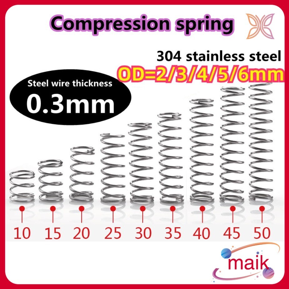 Lò xo nén thép không gỉ 304 siêu bền, sáng đẹp d0.3mm * OD2-6mm [mai-FC-1]