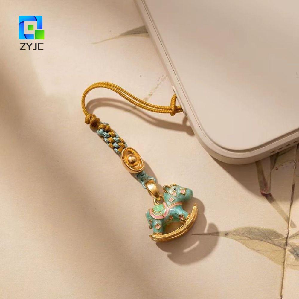 Dây đeo điện thoại năm ngựa ZYJC, Chúc may mắn Phong cách Trung Quốc Cung hoàng đạo Hors Dây buộc điện thoại, Móc khóa chống mất phổ thông Vỏ điện thoại di động dễ thương Móc khóa trang trí năm mới