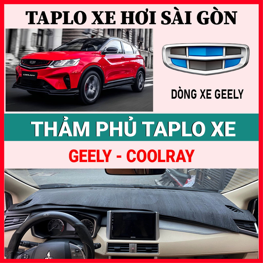 Thảm taplo GEELY COOLRAY chất liệu nhung lông cừu, thảm taplo da cao cấp