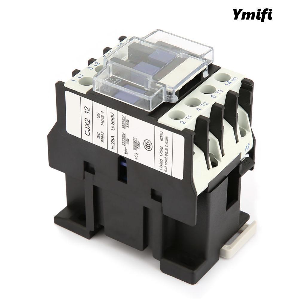 Contactor YMIFI, 12A 24V / 36V / 48V / 110V / 220V / 380V AC Contactor, Rail Mount CJX2-1210 CJX2-12