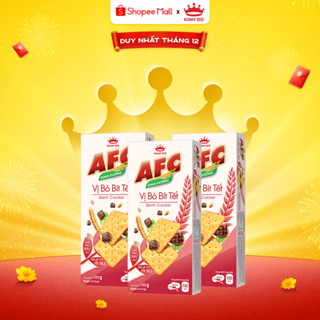   VC 15%  Combo 3 Hộp Bánh Quy Dinh Dưỡng AFC Vị Bò Bít Tết 172g 
