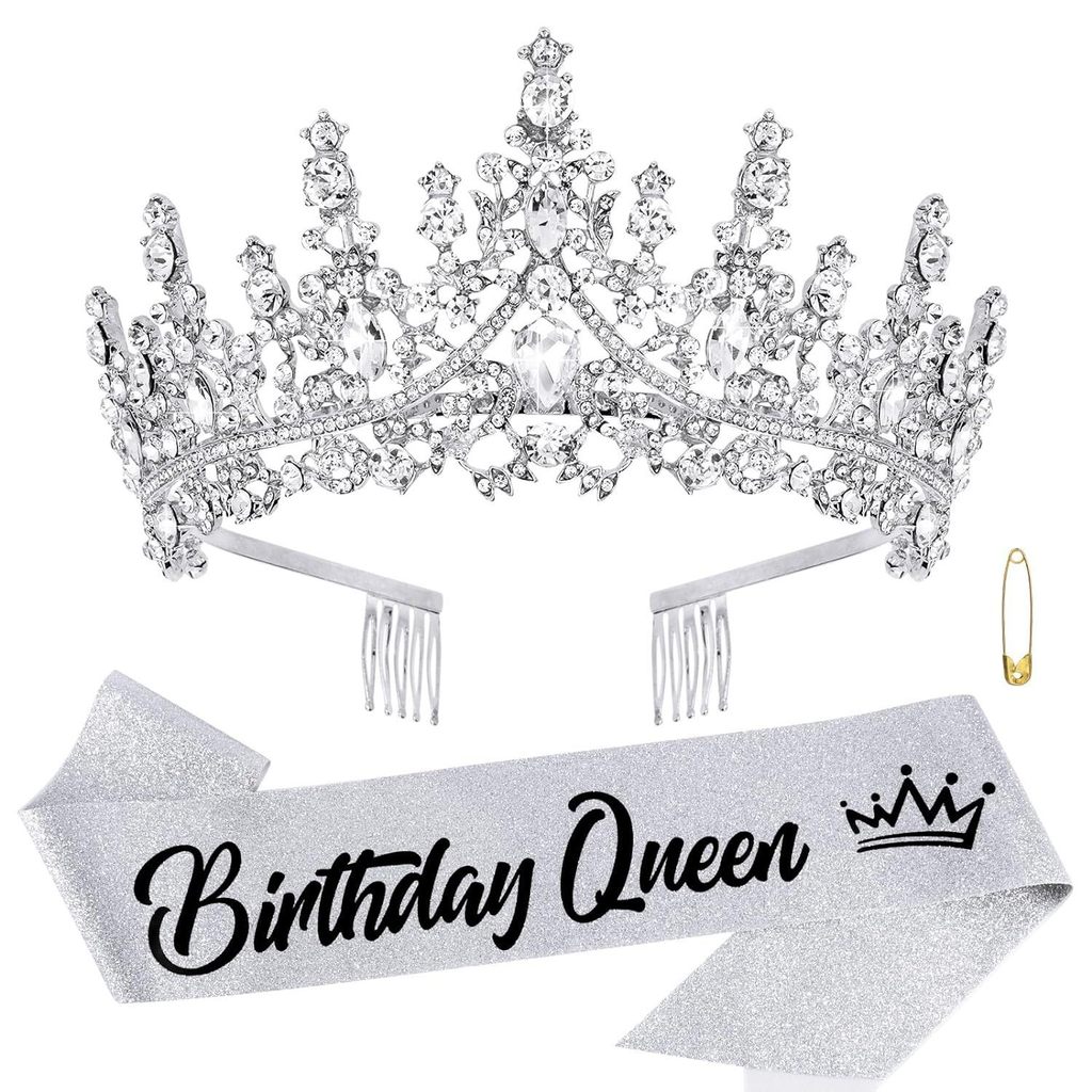 BIRTHDAY Đạo cụ trang trí tiệc Vương miện Long lanh Dây đeo vai màu hồng QUEEN SINH NHẬT QUEEN Bộ đa