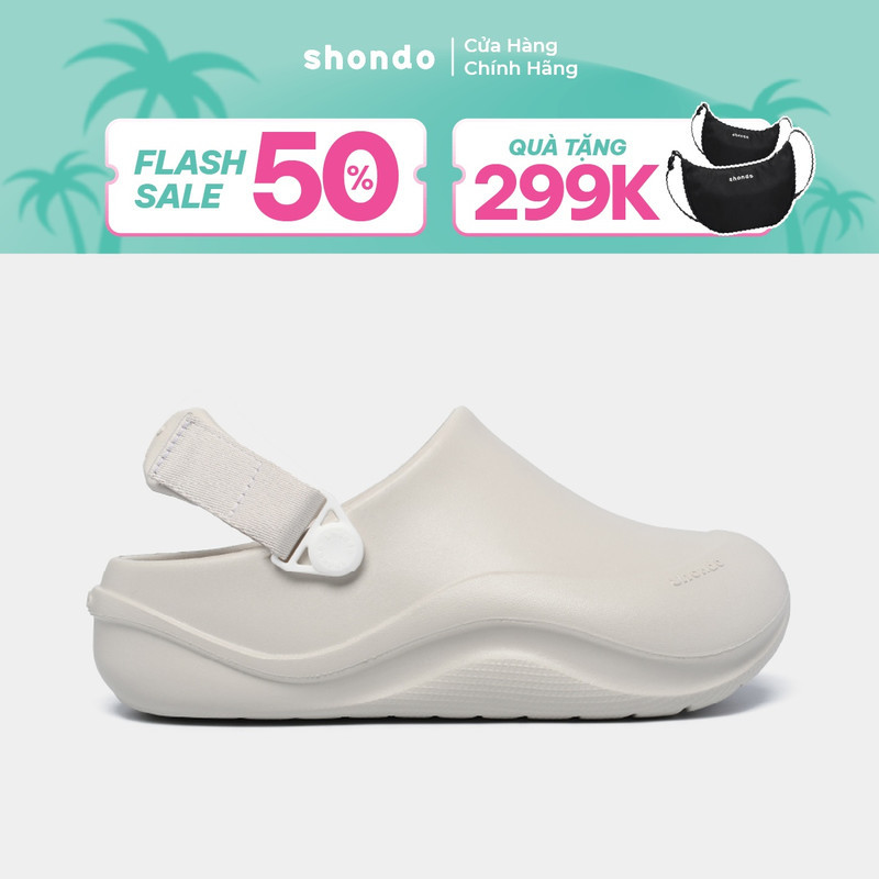 Giày Clog Unisex Suke Shondo Nhựa Đúc Đế Cao 4cm Hack Dáng Siêu Nhẹ Màu Trắng SUK0009