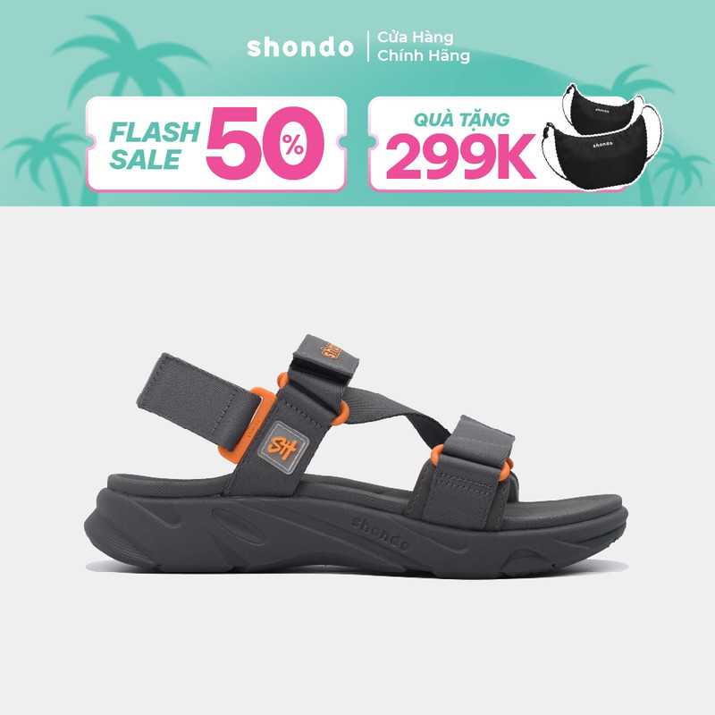 Giày Sandal Nam Nữ Shondo F8 Ver.2 Thời Trang Êm Ái Màu Xám Đậm F8M2222