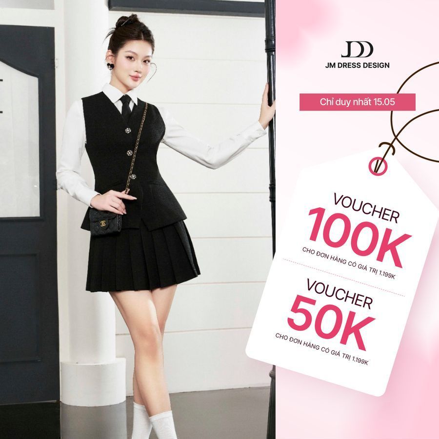 Chân váy thiết kế JM Dress Design xếp A ly đuổi ngắn 4S25.2310TW