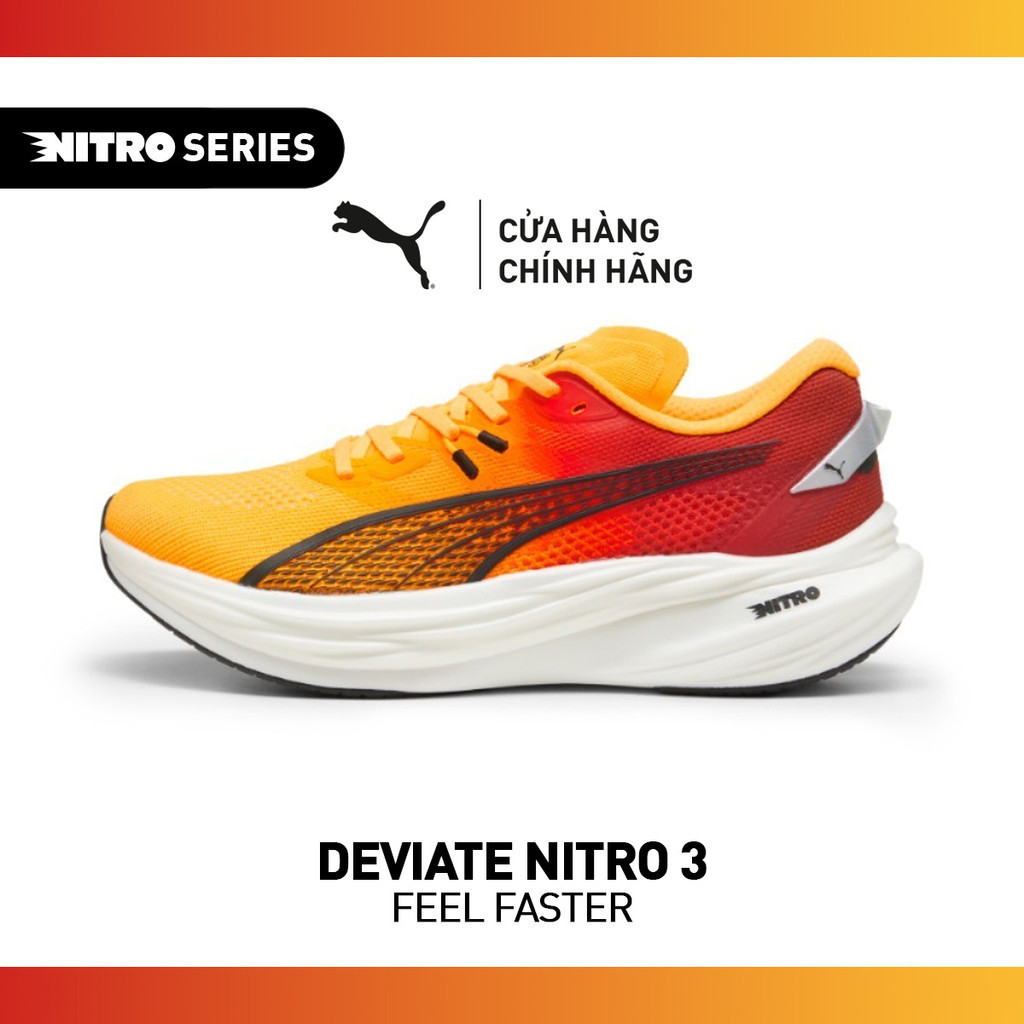 Giày Chạy Bộ PUMA Nam Deviate NITRO 3 Sun Stream-Sunset Glow- White Màu Cam