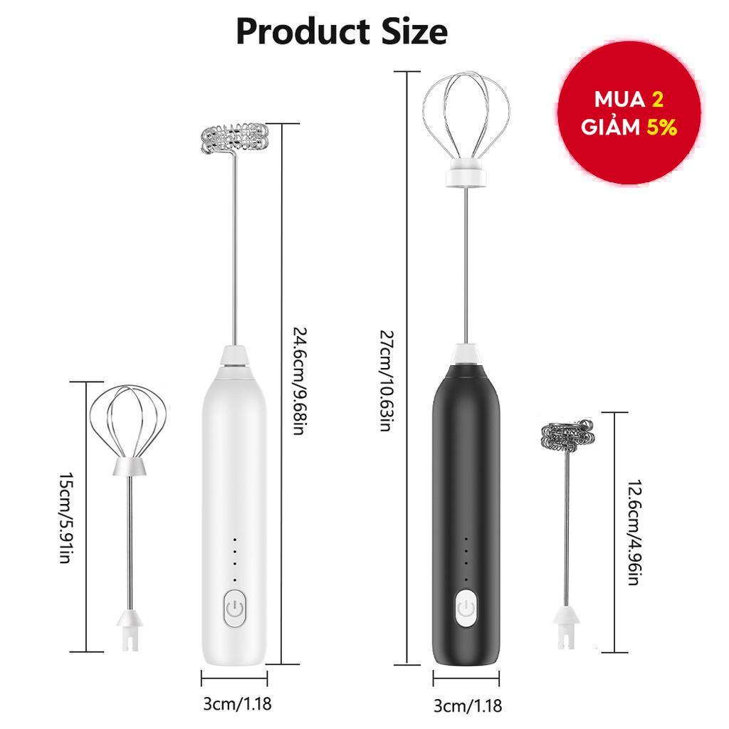 Máy đánh sữa cầm tay sạc lại, máy xay điện, máy đánh cà phê, máy xay bằng inox, 3 tốc độ điều chỉnh 
