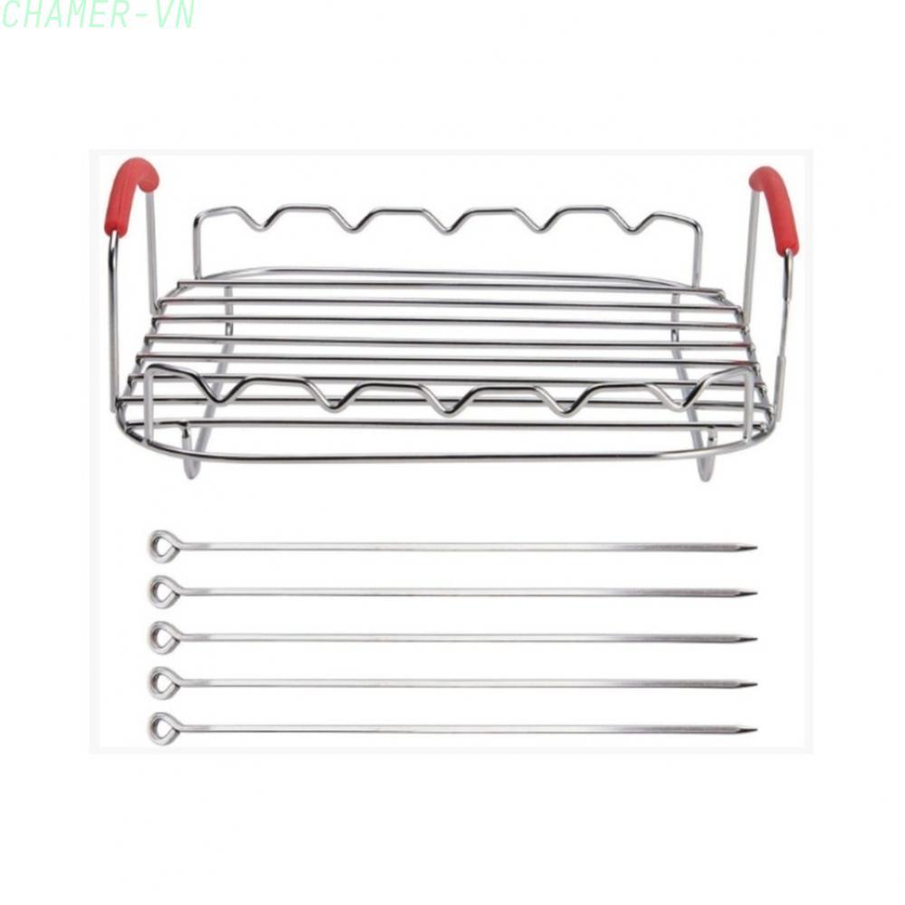 【CHAMER】9 Inch Square 5 Prong Grill Rack Air Fryer Accessories for Multi-Cooker【HomeLiving】