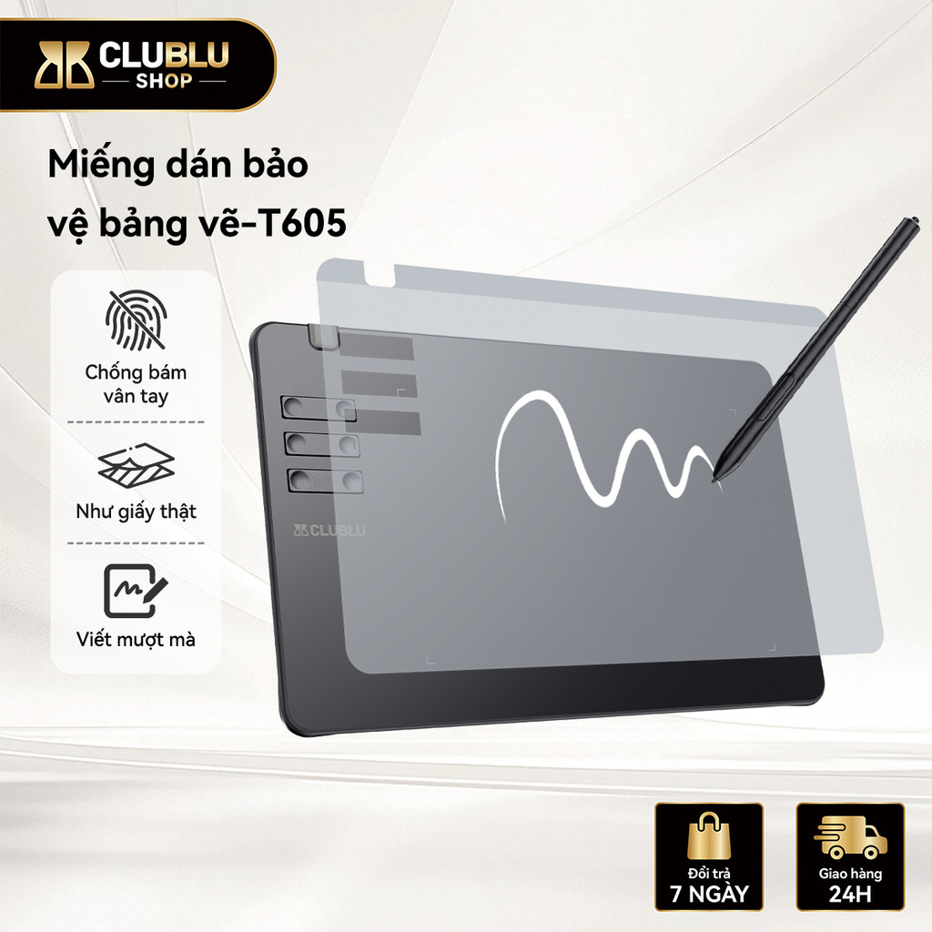 CLUBLU Miếng Dán Can Ke Bảng Vẽ T605 Trong Suốt Bảo Vệ Màn Hình Chống Trầy Xước