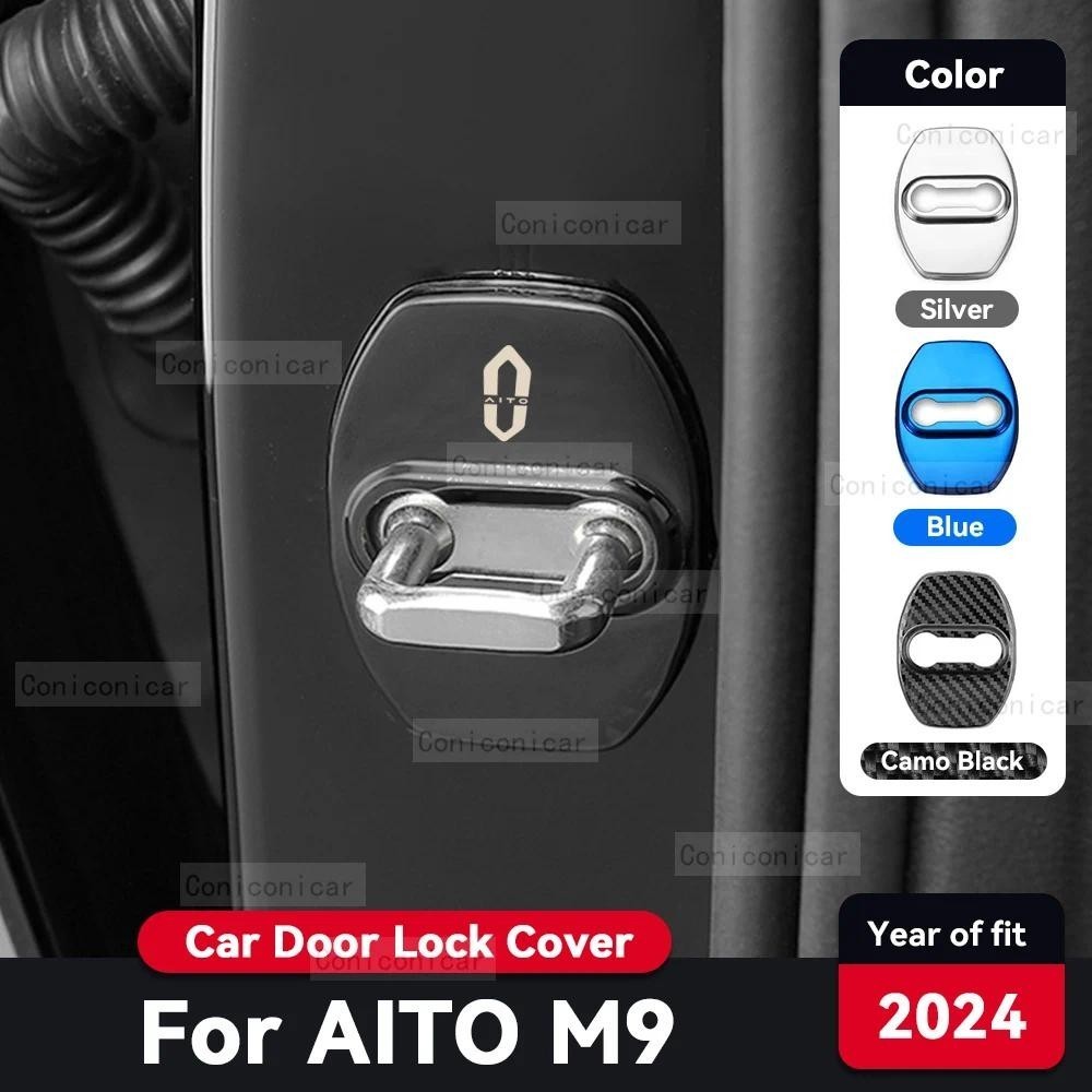 Dành Cho AITO M9 2024 Khóa Cửa Ô Tô Vỏ Bảo Vệ Chống Rỉ Inox Tự Động Trang Trí Nội Thất Phụ Kiện