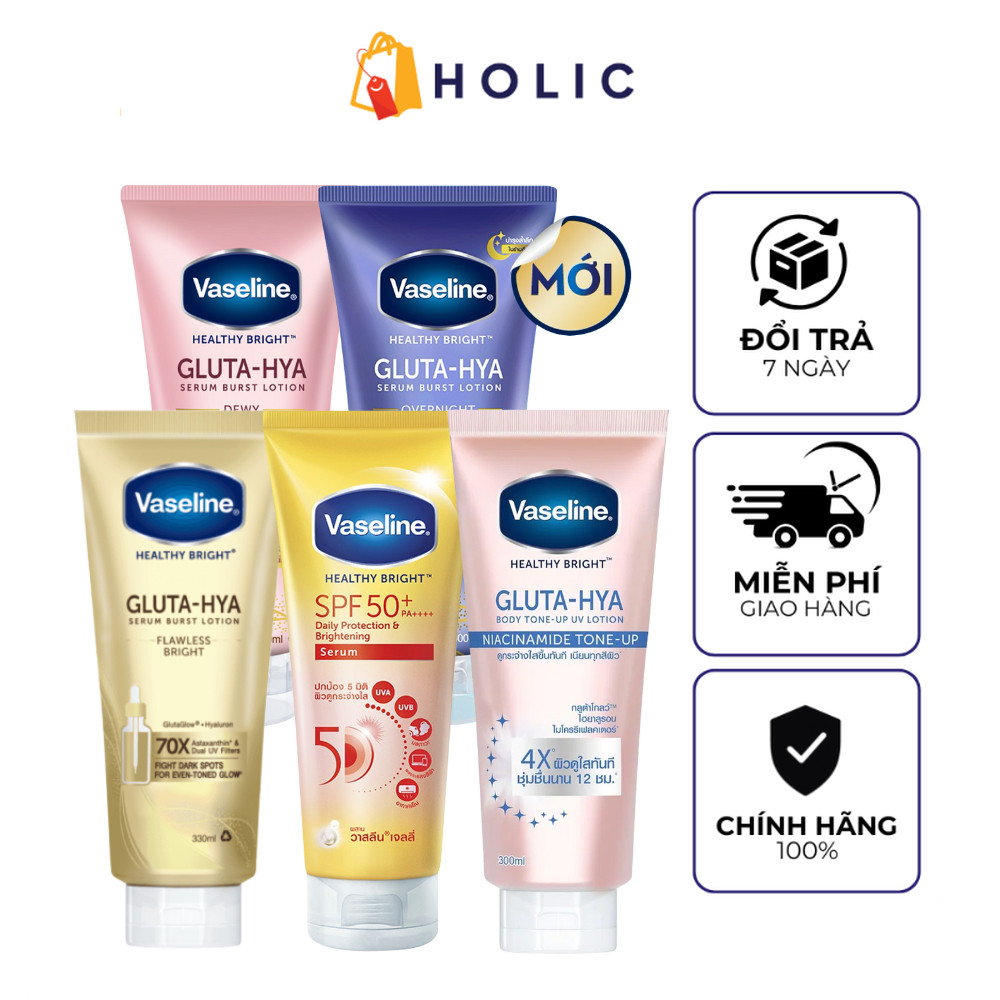 Dưỡng Thể Vaseline Gluta-Hya Serum Burst Lotion Dưỡng Sáng Da 300mL / 330mL