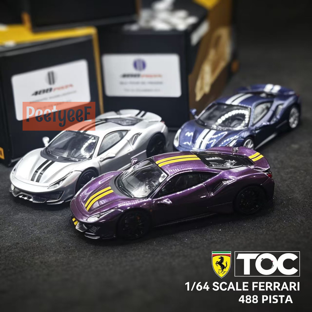 TOC 1/64 Ferrari 488 PISTA Mô Hình Xe Mô Phỏng Quy Mô Nhỏ Hợp Kim Xe Ô Tô Mô Hình Trẻ Em Bé Trai Bộ 
