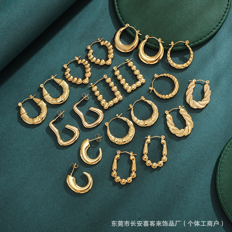 New Stainless Steel Geometric Simple Earring Ear Clip High Sense Earring Ornament 20XY