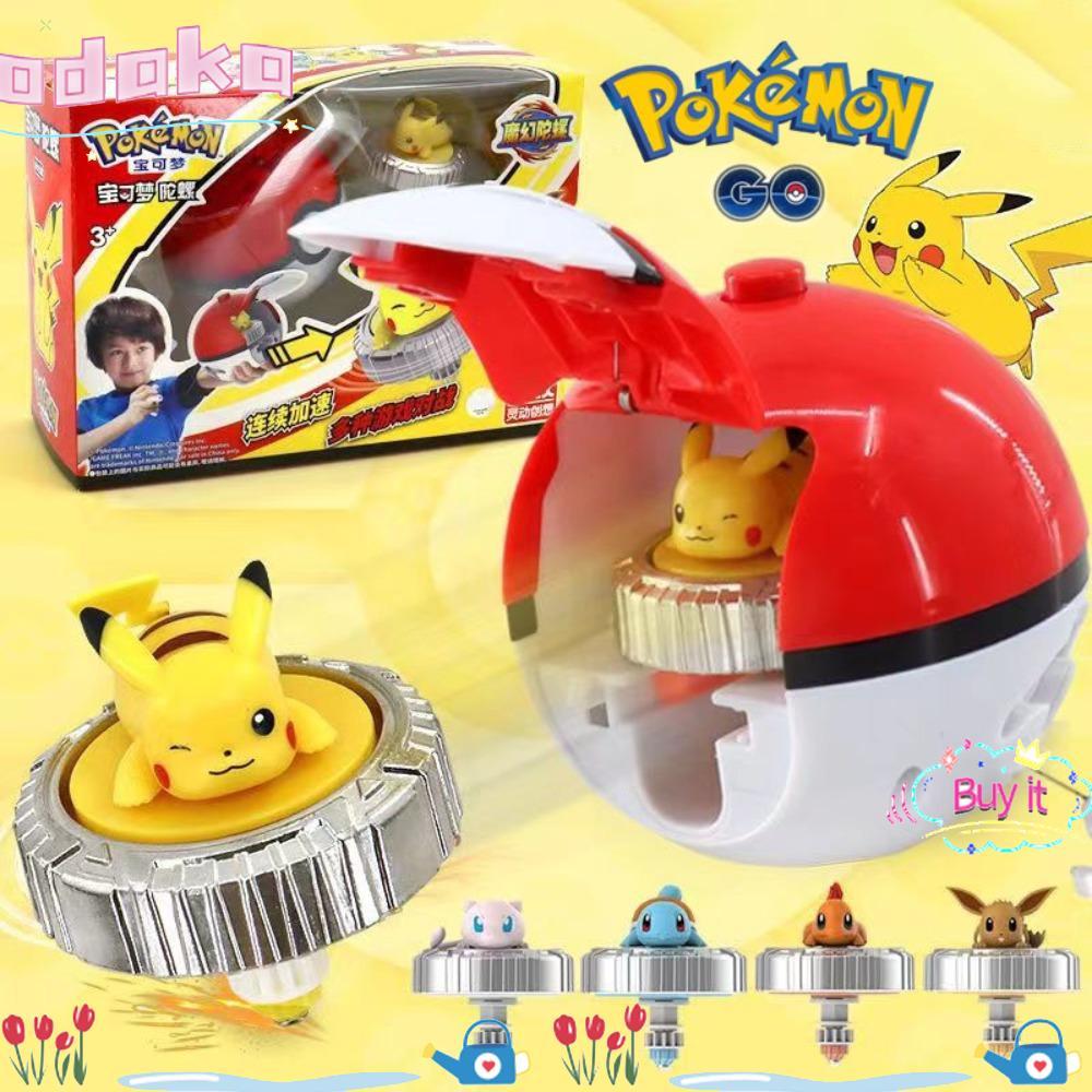 Đồ chơi phóng xoay ODAKA, PVC Charmander Squirtle Spinning Top, Battle Gyro Toy Pikachu Eevee Mew Gy