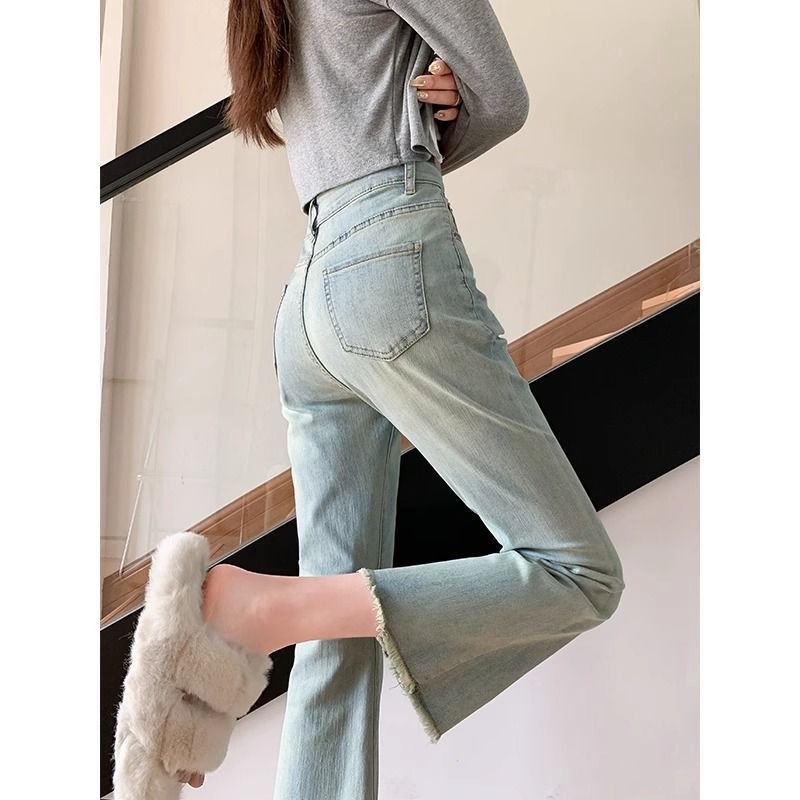 Váy Jean Vintage Viền Cạnh Raw Mắt Cá Hình Quả Lê Cho Xuân Thu 20251210