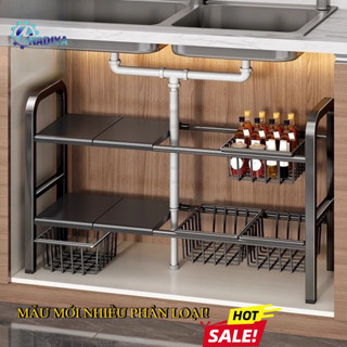   LOẠI MỚI  Kệ Để Gầm Bếp Thông Minh–Kệ Để Nồi Chảo Kệ Gầm Bồn Rửa Bát Không Gỉ Tiện Lợi Cao Cấp 
