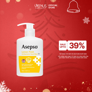  Nước Rửa Tay Kháng Khuẩn ASEPSO Hương Chanh 250ml - Khử Mùi Dưỡng Ẩm Không Khô  Date T5 26  