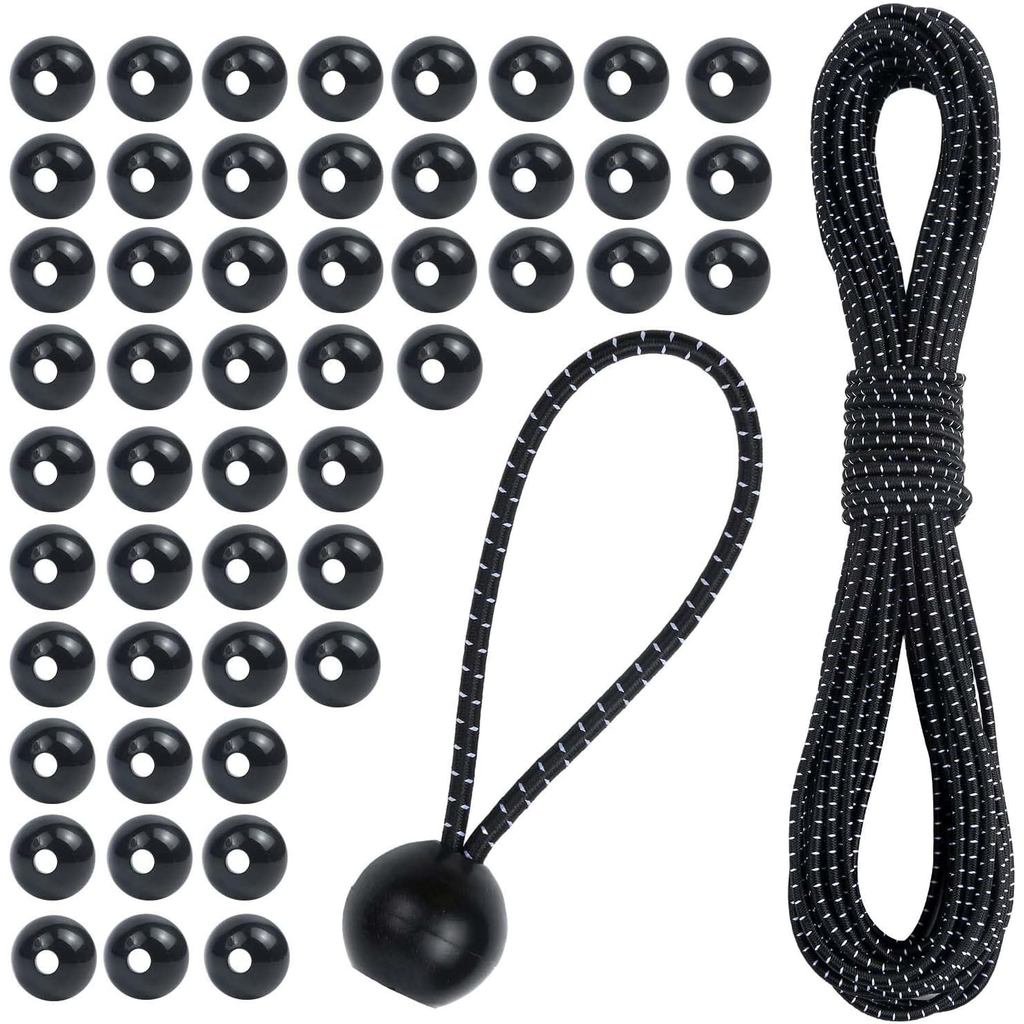 Bộ Dây Bungee Ball DIY 50 Feet - 50 Quả Bóng, Tùy Chỉnh Chiều Dài Cho Bạt, Lều Và Ngoài Trời