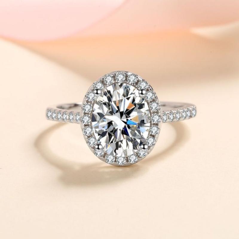 Nhẫn nữ bạc 925, moissanite 1 carat / 2 carat (bao gồm chứng chỉ)