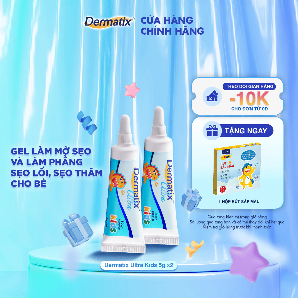 Combo 2 tuýp Gel làm mờ sẹo lồi, sẹo thâm cho bé Dermatix Ultra Kids 5g