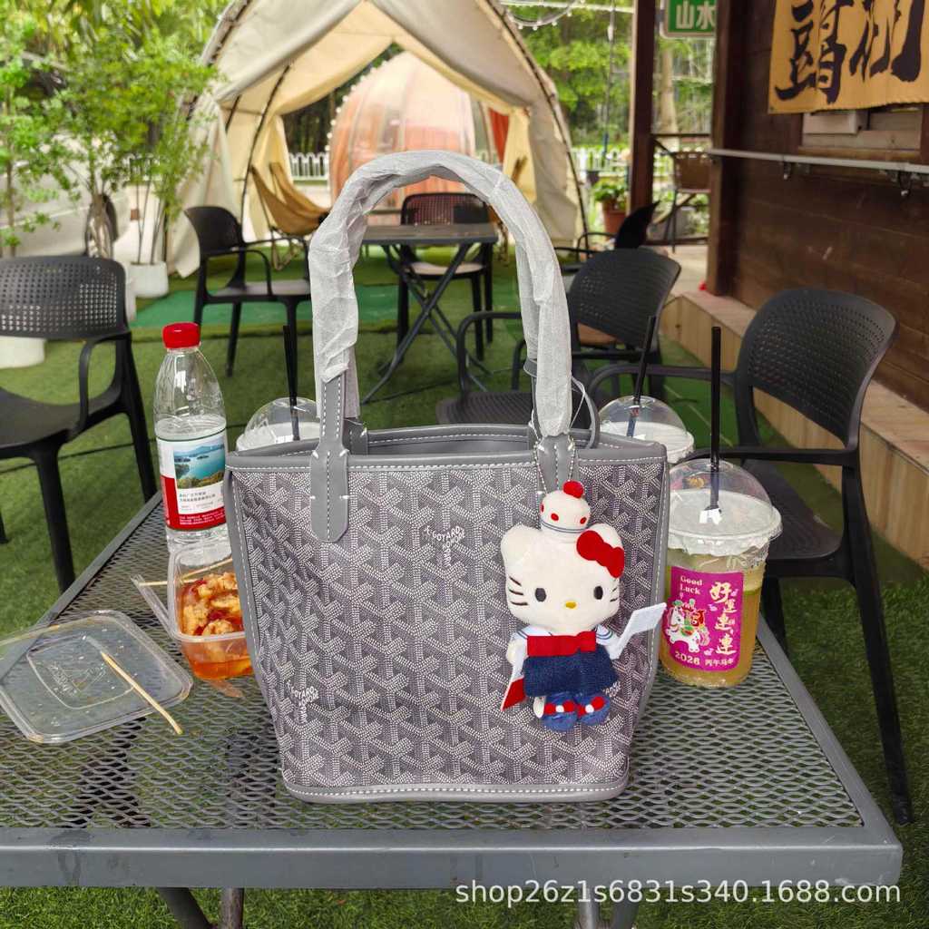 Túi tote Cai Lanzi, túi tote Goyard hai mặt, ba họa tiết răng chó Goyard thời trang