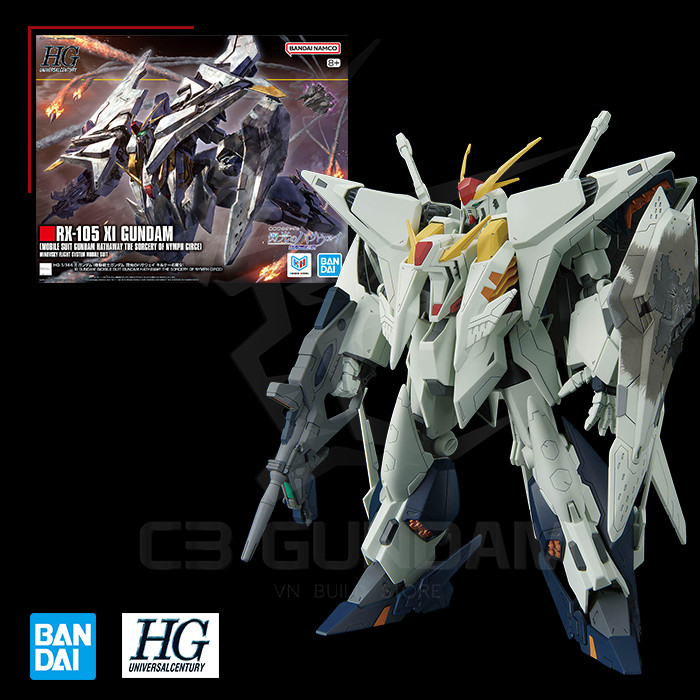 [BANDAI] MÔ HÌNH HG 265 1/144 RX-105 Ξ Xi Gundam (The Sorcery of Nymph Circe) HGUC  C3 Gundam & TCG