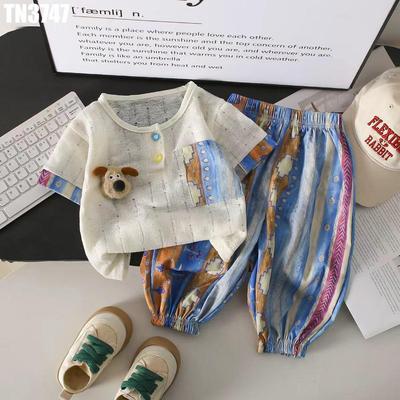 Set Bộ Bé Trai Áo Thun Xô Lưới Phối Quần Jogger Họa Tiết Thổ Cẩm MINTSCLOSET TN3747